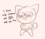  2019 animal_crossing anthro bulge clothing domestic_cat english_text felid feline felis fur hands_on_hips male mammal nintendo punchy_(animal_crossing) simple_background solo standing text unboxyguy underwear video_games 