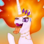  1:1 absurd_res bodily_fluids bust_portrait crown emu34b equid equine fangs female friendship_is_magic hi_res hooves horn horse mammal mouth_shot my_little_pony nightmare_star_(mlp) pony portrait purple_eyes saliva sharp_teeth simple_background slit_pupils teeth tongue tongue_out vector winged_unicorn wings 