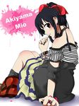  absurdres akiyama_mio bad_id bad_pixiv_id black_eyes black_hair black_nails candy casual character_name food highres k-on! lollipop long_hair looking_at_viewer nail_polish ponytail solo takeuchi_aya 