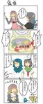  4koma censored censored_food clothes_writing comic highres hijiri_byakuren houjuu_nue kumoi_ichirin multiple_girls murasa_minamitsu murata_(kendou) rice_cooker toramaru_shou toramaru_shou_(tiger) touhou translated ufo 