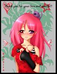  big_hair blush buttons cat dragon gloves heterochromia kaoxita pink_hair self_upload solo thank_you 