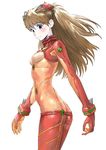  ammi blue_eyes blush bodysuit breasts brown_hair butt_crack cowboy_shot evangelion:_2.0_you_can_(not)_advance long_hair multicolored multicolored_bodysuit multicolored_clothes neon_genesis_evangelion orange_bodysuit plugsuit rebuild_of_evangelion red_bodysuit see-through shikinami_asuka_langley skin_tight small_breasts solo souryuu_asuka_langley test_plugsuit white_background 