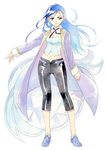  agahari blue_hair green_eyes hair_ornament hairclip long_coat long_hair midriff my-otome natsuki_kruger solo 