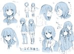  blue hirasawa_yui k-on! kimino_tomonari monochrome multiple_girls nakano_azusa pantyhose school_uniform simple_background sketch skirt white_background 