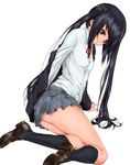  black_hair brown_eyes k-on! kneehighs legs long_hair nakano_azusa rokuichi school_uniform skirt socks solo twintails 