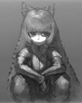  bad_id bad_pixiv_id cigarette cong1991 fujiwara_no_mokou greyscale monochrome solo squatting touhou 