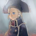  artist_request blonde_hair blue_eyes grey_background hat long_hair lowres patty_fleur solo tales_of_(series) tales_of_vesperia 