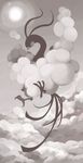  cloud flying gen_3_pokemon greyscale monochrome no_humans pokemon pokemon_(creature) satotsu sky solo 