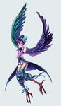  bad_id bad_pixiv_id closed_eyes feathered_wings feathers harpy hat highres mika_kinoto monster_girl original short_hair simple_background smile solo top_hat wings 
