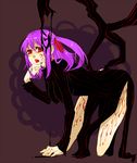  bad_id bad_pixiv_id dark_sakura fate/stay_night fate_(series) matou_sakura pinstripe_pattern purple_hair red_eyes solo striped tentacles yakumo_(yanndere-mtck) 