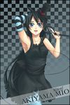  akiyama_mio bad_id bad_pixiv_id black_hair blue_eyes cane character_name copyright_name don't_say_&quot;lazy&quot; dress facepaint fi_(honey_star) fingerless_gloves gloves hat k-on! long_hair microphone mini_hat mini_top_hat pantyhose solo top_hat 