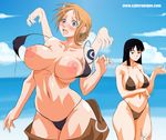  bikini breasts cyberunique hana_hana_no_mi huge_breasts nami nico_robin nipples one_piece swimsuit tagme 