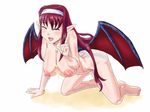  after_sex aftersex all_fours arcana_heart barefoot bb between_breasts breasts clarice_di_lanza closed_eyes cum cum_on_body cum_on_breasts cum_on_upper_body demon_girl eyes_closed fang kneeling large_breasts nipples nude pixiv_thumbnail red_hair resized rickert_kai smile succubus 