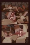 2019 anthro areola belly big_belly big_breasts black_sclera bodily_fluids breast_lick breasts brown_fur canid canine canis cave claws clitoris close-up comic cunnilingus duo elene_(character) embrace eyes_closed fangs female female_pov fingering fingering_partner first_person_view fur gloves_(marking) green_hair green_skin hair hi_res humanoid humanoid_on_anthro inner_ear_fluff inside interspecies inverted_nipples larger_male licking littledoll looking_pleasured lying male male/female mammal markings messy_hair multicolored_fur navel nipples nude nuzzling nymph on_back on_ground open_mouth oral orun_(character) outie_navel pregnant pregnant_sex puffy_areola pussy red_fur saliva sex size_difference smaller_female spots spotted_skin spread_legs spreading tailwag teeth tongue tongue_out vaginal vaginal_fingering wolf 