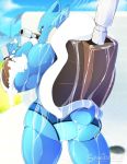  2019 anthro anthrofied butt clothing detailed_background female hi_res mega_blastoise mega_evolution muscular muscular_female nintendo pok&eacute;mon pok&eacute;mon_(species) rear_view shower skwidbone solo standing swimwear video_games wet 