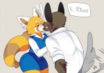  aggressive_retsuko ailurid anthro blush bodily_fluids breasts butt clothed clothing danny-chama dialogue duo english_text female french_kissing fur haida hyaenid kissing male male/female mammal open_mouth red_panda retsuko saliva sanrio simple_background spotted_hyena standing sweat teeth text thick_thighs tongue tongue_out wide_hips 