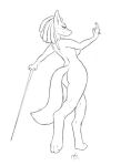  2019 anthro big_breasts breasts butt digital_media_(artwork) female free_art fur gesture hi_res inviting jakethegoat looking_at_viewer looking_back lucario nintendo nude pok&eacute;mon pok&eacute;mon_(species) side_boob simple_background sketch smile solo stick video_games walking walking_stick wide_hips 