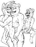  absurd_res beta black_and_white canid canine canis cuckold diaper ear_piercing eyebrow_piercing facial_piercing familliar group hi_res humanoid_penis humiliation hyaenid line_art male male/male mammal monochrome penis piercing spotted_hyena ursid ursine wolf 