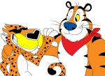  2016 anthro arm_around_shoulders cheetah cheetos chester_cheetah digital_drawing_(artwork) digital_media_(artwork) duo eyewear felid feline flat_colors frosted_flakes grin hand_on_shoulder karpetshark_(artist) kellogg&#039;s male mammal mascot one_eye_closed pantherine simple_background smile standing sunglasses tiger tony_the_tiger toony white_background 