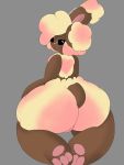  &lt;3 2019 big_butt buneary butt eyelashes fan_character feet female fluffy fur hair hi_res huge_butt kneeling looking_at_viewer looking_back nintendo pawpads pok&eacute;mon pok&eacute;mon_(species) scut_tail short_hair simple_background smile solo traashmann video_games 