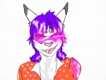  4:3 absurd_res bangs digital_media_(artwork) eyewear glasses hair harpseal hi_res humanoid_pointy_ears jennet_lann_long kangaroo looking_at_viewer macropod mammal marsupial neon_glasses neon_lights purple_hair seductive smile solo three_tone_fur 