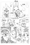  angry bibio black_and_white canid canine comic disney english_text fire fox judy_hopps lagomorph leporid mammal monochrome nick_wilde oibib rabbit text tsum_tsum zootopia 