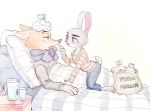  beverage bibio canid canine clothing disney duo female food fox ill judy_hopps lagomorph leporid male mammal nick_wilde oibib rabbit straddling tongue tongue_out zootopia 