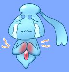  blue_background bodily_fluids damaged legendary_pok&eacute;mon nintendo phione pikatiu pok&eacute;mon pok&eacute;mon_(species) simple_background solo tears video_games 