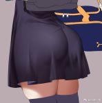  1girl ass ass_focus black_dress close-up dress original pantylines short_dress solo thighhighs weibo_username work_in_progress xiujia_yihuizi zettai_ryouiki 