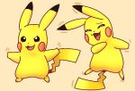 duo nintendo pikachu pikatiu pok&eacute;mon pok&eacute;mon_(species) simple_background tickling video_games yellow_background 