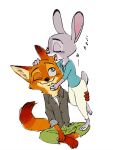  bibio canid canine clothing disney duo female fox hi_res judy_hopps lagomorph leporid male mammal nick_wilde oibib open_mouth rabbit smile zootopia 