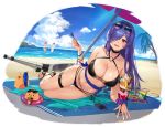  3girls :d alternate_costume artist_request azur_lane bangs beach beach_mat beach_umbrella belly_chain bikini black_bikini blue_hair blue_sky breasts character_name character_request cleavage cloud day english_commentary expressions eyebrows_visible_through_hair eyewear_on_head food full_body hair_over_one_eye hand_up holding holding_spoon ice_cream jewelry large_breasts logo long_hair looking_at_viewer lying multicolored_hair multiple_girls navel ocean official_art on_side open_mouth outdoors pola_(azur_lane) purple_eyes purple_hair sand sandals sidelocks sky smile splashing spoon stomach sundae sunglasses swimsuit trento_(azur_lane) trento_(summer&#039;s_hotness?)_(azur_lane) umbrella watermark zara_(azur_lane) zara_(poolside_coincidence)_(azur_lane) 