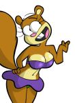  anthro big_breasts bikini breasts brown_fur buckteeth butt clothed clothing female fur hand_on_hip hi_res mammal nickelodeon rodent sandy_cheeks sciurid simple_background smile solo spongebob_squarepants standing swimwear teeth tempson thick_thighs tree_squirrel white_background wide_hips 