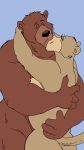  absurd_res anthro anthro_on_anthro brown_bear brown_fur butt disney duo eyes_closed felid feline female fur hi_res hug husband_and_wife kissing lion little_john male male/female mammal married_couple muscular muscular_male nude pantherine robin_hood_(disney) slightly_chubby ursid ursine wolfwood1 