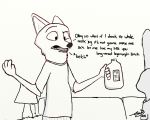  5:4 aureldrawsstuff burping canid canine clothing disney female fox judy_hopps lagomorph leporid male mammal milk nick_wilde rabbit sketch zootopia 