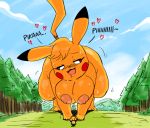  &lt;3 2019 ambiguous_gender anthro areola big_breasts blush bodily_fluids breasts digital_media_(artwork) dipstick_ears duo female forest hi_res joaoppereiraus macro mammal multicolored_ears nintendo nipples open_mouth pichu pikachu pok&eacute;mon pok&eacute;mon_(species) rodent sweat tree video_games 
