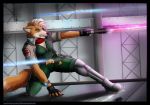  2019 abananaman anthro canid canine clothing crossgender detailed_background female fox fox_mccloud gun jacket mammal nintendo plantigrade ranged_weapon solo star_fox topwear video_games weapon 