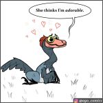  &lt;3 1:1 ambiguous_gender dialogue dinosaur dromaeosaurid feral pet_foolery reptile scalie solo theropod twig_the_velociraptor velociraptor 