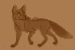  ambiguous_gender brown_eyes brown_nose brown_theme canid canine digital_media_(artwork) fox grass justautumn looking_back mammal quadruped signature smile solo 