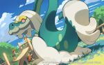  dragon drampa flower fur furred_dragon garden group naoki_saito nintendo official_art plant pok&eacute;mon pok&eacute;mon_(species) pok&eacute;mon_tcg solo_focus video_games 