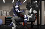  2017 anthro barbell beard bgn biped black_bottomwear black_clothing black_fur black_shirt black_shorts black_topwear bottomwear clothed clothing detailed_background digital_media_(artwork) dragon duo equid equine exercise facial_hair footwear fully_clothed fur grey_bottomwear grey_clothing grey_shorts gym hair horse inside jodira lying male male/male mammal mirror multicolored_fur multicolored_scales on_back purple_scales purple_tail red_hair red_tail reflection scales scalie shirt shoes shorts sideburns straddling tank_top topwear two_tone_fur two_tone_scales vogel weight_bench weightlifting white_clothing white_fur white_scales white_shirt white_topwear workout wristband 