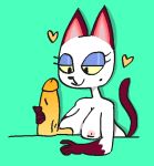  &lt;3 2019 animal_crossing anthro beauty_mark breasts disembodied_penis domestic_cat duo erection eyeshadow felid feline felis female fur half-closed_eyes hi_res makeup male mammal mole_(marking) nintendo olivia_(animal_crossing) penis qoolguyart simple_background smile video_games white_fur 