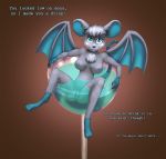  &lt;3 alcohol anthro beverage blue_eyes blue_skin breasts charbile cocktail female fur grey_fur hi_res mammal membrane_(anatomy) membranous_wings micro mouse murid murine natalie_mouse pussy rodent solo text unknown_artist wine_glass wings 