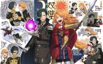  2boys anger_vein belt black_hair cape cup dragon feathered_wings ferdinand_von_aegir fire_emblem fire_emblem:_three_houses flower gameplay_mechanics garreg_mach_monastery_uniform gift gloves hair_over_one_eye highres hubert_von_vestra korokorokoroko letter long_hair magic male_focus moon multiple_boys open_mouth orange_eyes orange_hair pegasus polearm sparkle spear sun teacup teeth uniform weapon wings yellow_eyes 