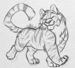  ambiguous_gender eyes_closed felid feral fur justautumn mammal pantherine pencil_(disambiguation) quadruped signature smile solo striped_fur stripes tiger traditional_media_(artwork) walking whiskers 
