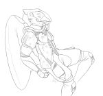  2019 anthro avian bird blue_jay corvid digital_media_(artwork) floating free_art hi_res jakethegoat jay_(bird) looking_at_viewer male new_world_jay simple_background sketch smile spacesuit 