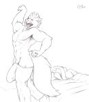  2019 abs anthro areola baggy_clothing bed big_penis bottomwear bovid breasts bulge canid canine canis caprine clothed clothing digital_media_(artwork) erection female free_art fur goat hair hi_res horn huge_penis humanoid_penis hyper hyper_penis jakethegoat kate_(jakethegoat) lying male mammal meeper muscular muscular_male nipples on_bed open_mouth pants pecs penis penis_base penis_outline pillow simple_background size_difference sketch skimpy sleeping standing stretching thick_thighs white_background wolf yawn 