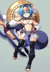  armor cleavage hellmatio karukan_(monjya) pointy_ears shinrabansho thighhighs weapon 