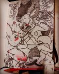  2019 accident aggressive_retsuko ailurid anthro archives beverage blush canid canine chair clothed clothing coffee comic female fennec fenneko files fox fur grivous haida hyaenid male mammal necktie netflix office open_mouth red_panda retsuko sanrio simple_background spotted_hyena traditional_drawing_(artwork) 