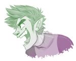  beast_boy green_hair green_skin hair humanoid humanoid_pointy_ears justautumn not_furry open_mouth signature simple_background solo teen_titans teeth tongue white_background 